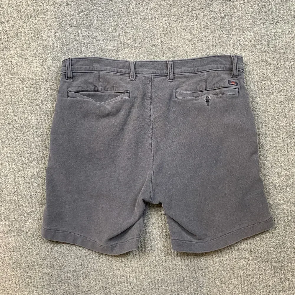 Faherty Shorts Mens 33 Washed Navy Stretch Terry Cotton Blend Flat Front Casual